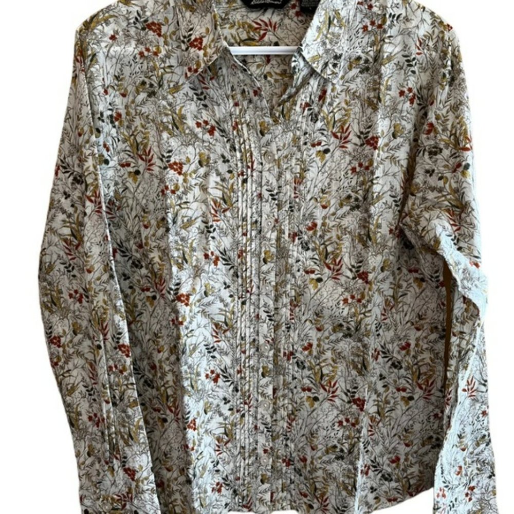 Eddie Bauer Autumn Floral Cotton Blouse